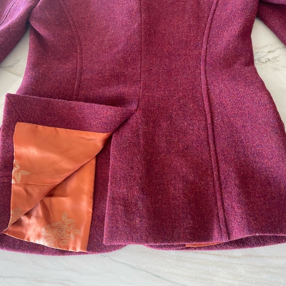 Women VON DORNBERG MUNICH NWT 3 Button Italian Tweed Blazer-Burgundy Red-36, US6 - Picture 12 of 12